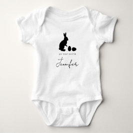 Bunny And Eggs In Black With Name My First Easter Romper