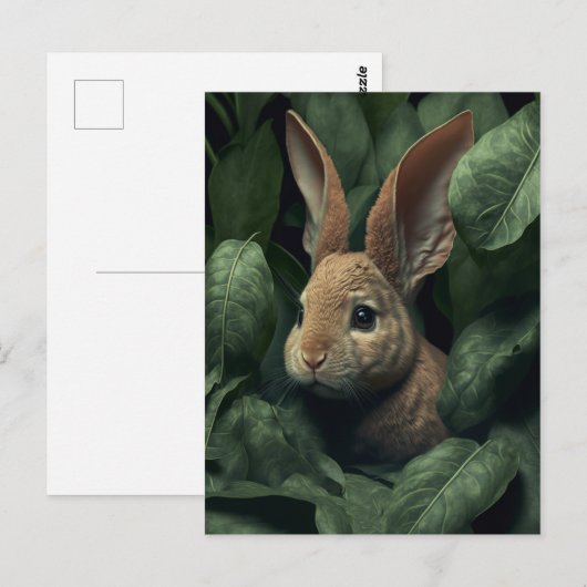 Bunny and plant postcard briefkaart (Voorkant / Achterkant)