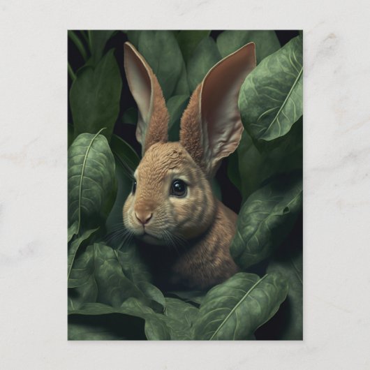 Bunny and plant postcard briefkaart (Voorkant)