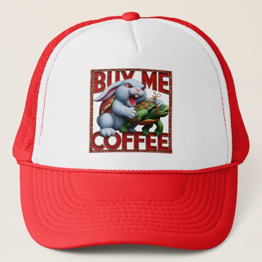 Bunny and Turtle: Koop een koffie voor me Trucker Pet (Voorkant)