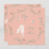Bunny and Wreath Baby shower Kaart (Voorkant / Achterkant)