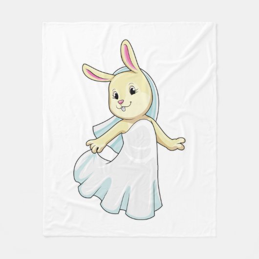 Bunny as Bride with Veil Fleece Deken (Voorkant)