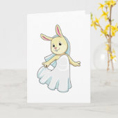 Bunny as Bride with Veil Kaart (Gele Bloem)