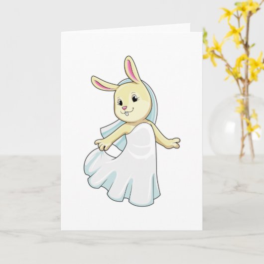 Bunny as Bride with Veil Kaart (Gele Bloem)