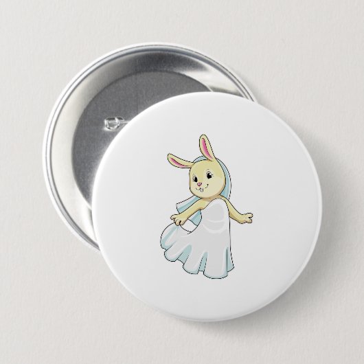 Bunny as Bride with Veil Ronde Button 7,6 Cm (Voorkant /achterkant)