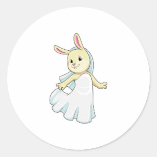Bunny as Bride with Veil Ronde Sticker