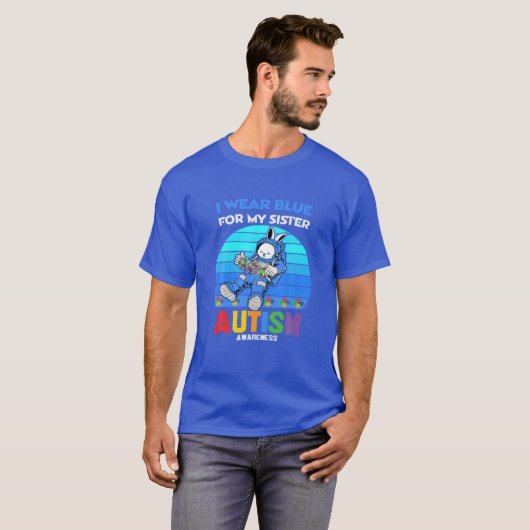 Bunny Astronaut Costume Autism ik Draag blauw voor T-shirt (Voorkant volledig)