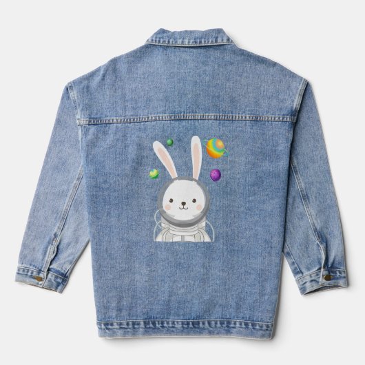Bunny Astronaut Easter Day Cute Space Rabbit Boys Denim Jacket (Achterkant)