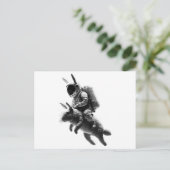 Bunny Astronaut Riding a Rabbit in Space Briefkaart (Staand voorkant)