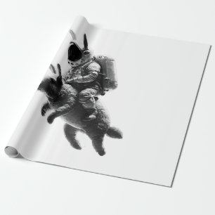 Bunny Astronaut Riding a Rabbit in Space Cadeaupapier