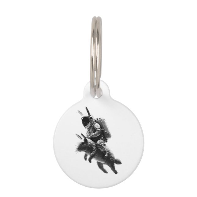 Bunny Astronaut Riding a Rabbit in Space Huisdierpenning (Voorkant)