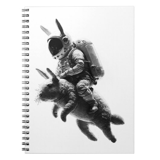 Bunny Astronaut Riding a Rabbit in Space Notitieboek (Voorkant)