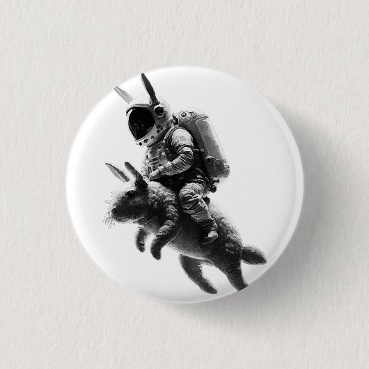 Bunny Astronaut Riding a Rabbit in Space Ronde Button 3,2 Cm (Voorkant)