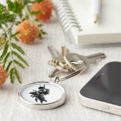 Bunny Astronaut Riding a Rabbit in Space Sleutelhanger (Zijkant)