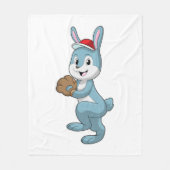 Bunny at Baseball met algemene honkbal Fleece Deken (Voorkant)