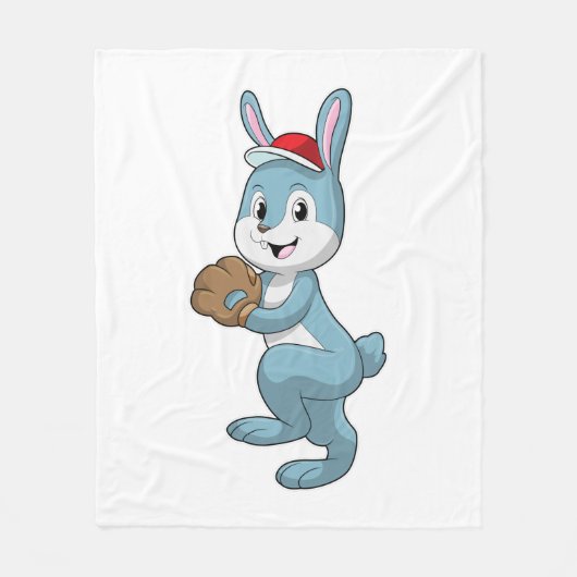 Bunny at Baseball met algemene honkbal Fleece Deken (Voorkant)