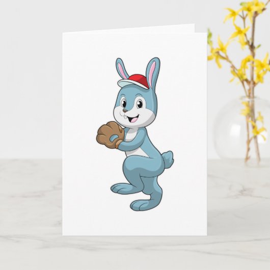 Bunny at Baseball met algemene honkbal Kaart (Gele Bloem)