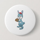 Bunny at Baseball met algemene honkbal Ronde Button 7,6 Cm (Voorkant)