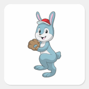 Bunny at Baseball met algemene honkbal Vierkante Sticker