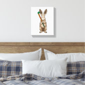 Bunny at Hockey with Hockey stick Canvas Afdruk (Insitu (Slaapkamer))