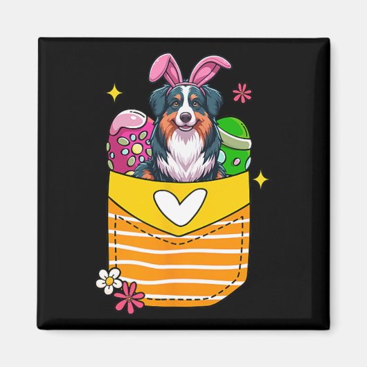 Bunny Australian Shepherd Easter Chocolate Eggs in Magneet (Voorkant)