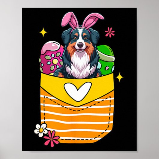 Bunny Australian Shepherd Easter Chocolate Eggs in Poster (Voorkant)