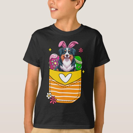 Bunny Australian Shepherd Easter Chocolate Eggs in T-shirt (Voorkant)