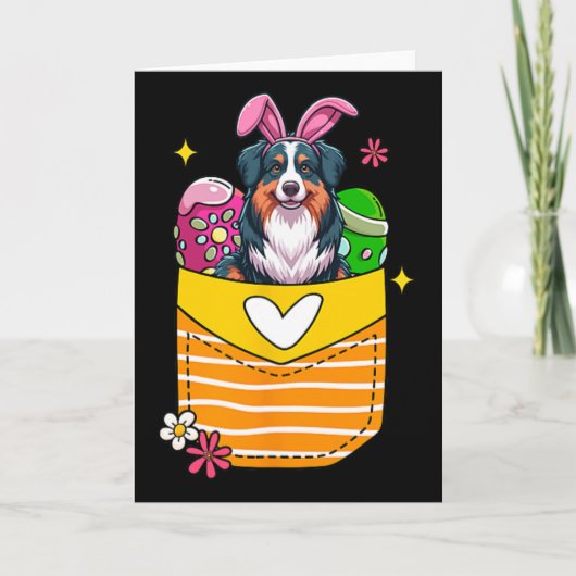Bunny Australian Shepherd Pasen Chocolade Eieren I Kaart (Voorkant)