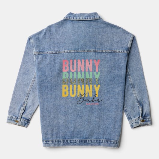 Bunny Babe Cute Modern Girly Easter, speciaal gepe Denim Jacket (Achterkant)