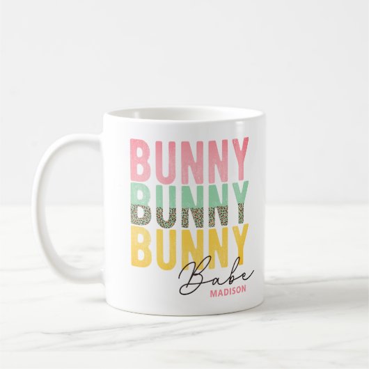 Bunny Babe Cute Modern Girly Easter, speciaal gepe Koffiemok (Links)