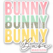 Bunny Babe Cute Modern Girly Easter, speciaal gepe Sticker (Voorkant)