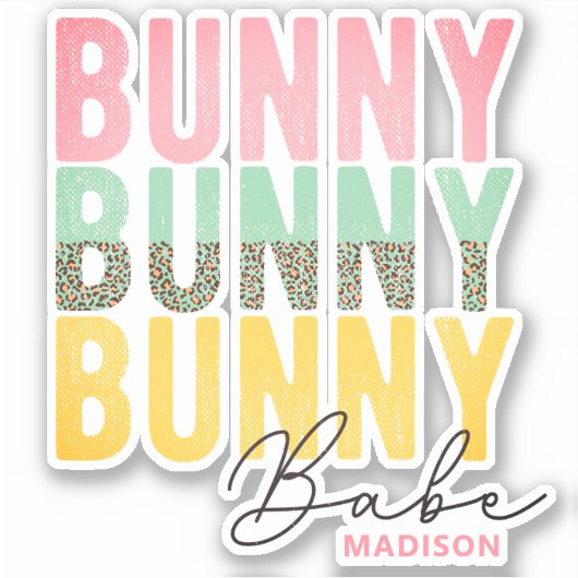 Bunny Babe Cute Modern Girly Easter, speciaal gepe Sticker (Voorkant)