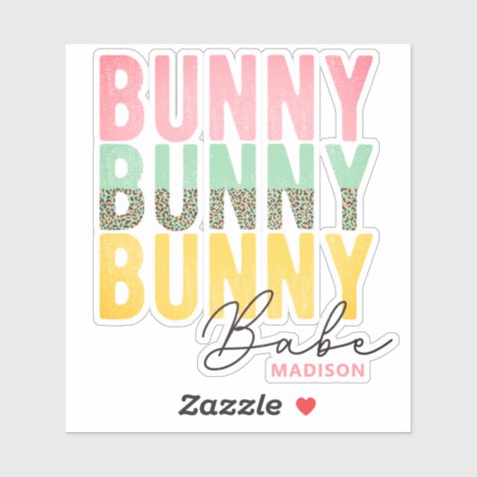 Bunny Babe Cute Modern Girly Easter, speciaal gepe Sticker (Vel)