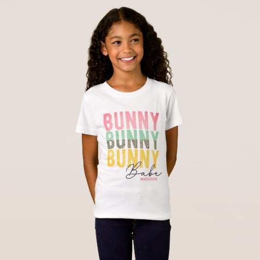 Bunny Babe Cute Modern Girly Easter, speciaal gepe T-shirt (Voorkant volledig)