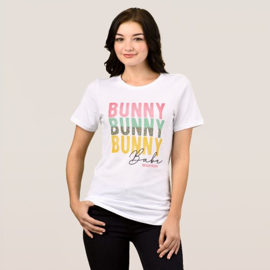 Bunny Babe Cute Modern Girly Easter, speciaal gepe Tri-Blend Shirt (Voorkant volledig)