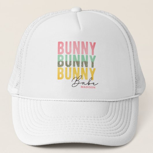 Bunny Babe Cute Modern Girly Easter, speciaal gepe Trucker Pet (Voorkant)
