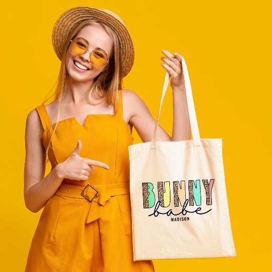 Bunny Babe Modern Easter Typografie op maat Tote Bag