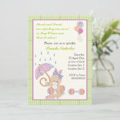 Bunny baby bestrooi lime groene plaid rand kaart (Staand voorkant)