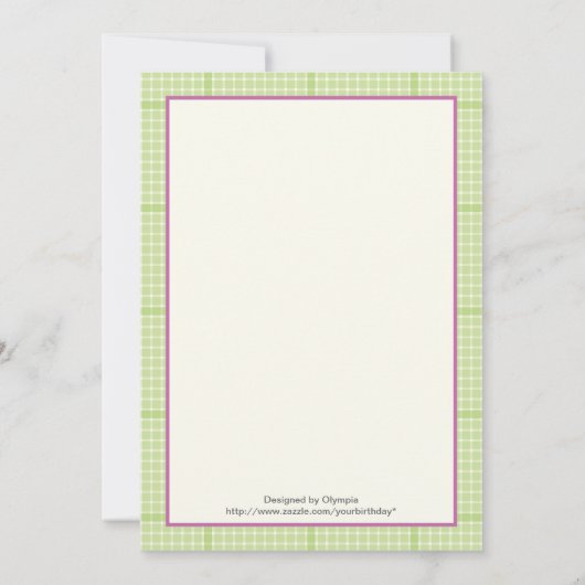 Bunny baby bestrooi lime groene plaid rand kaart (Achterkant)