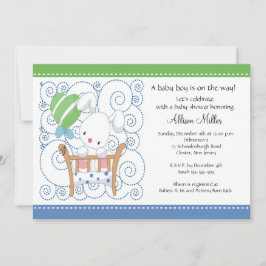 Bunny Baby Boy Baby shower Kaart