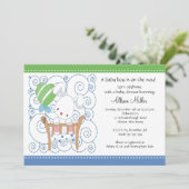 Bunny Baby Boy Baby shower Kaart (Staand voorkant)