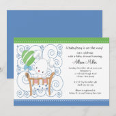 Bunny Baby Boy Baby shower Kaart (Voorkant / Achterkant)