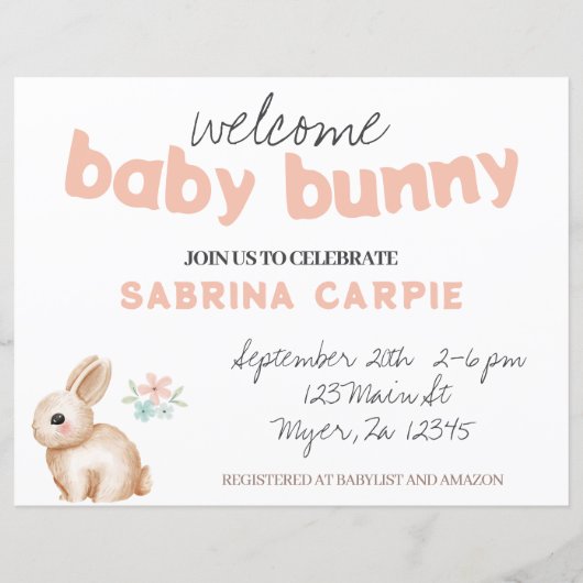 Bunny Baby Custom Sign (Achterkant)