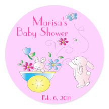 Bunny Baby gepersonaliseerde Baby shower Stickers