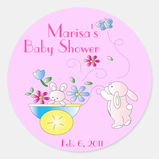 Bunny Baby gepersonaliseerde Baby shower Stickers (Voorkant)