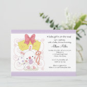 Bunny Baby Girl Baby shower Kaart (Staand voorkant)