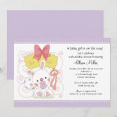 Bunny Baby Girl Baby shower Kaart (Voorkant / Achterkant)