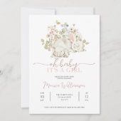 Bunny Baby Girl Douche Uitnodiging (Voorkant)