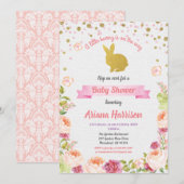 Bunny baby girl doucheuitnodiging voor Pasen Kaart (Voorkant / Achterkant)