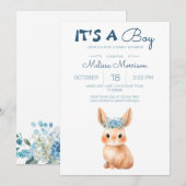 Bunny Baby Jongen Douche Kaart (Voorkant / Achterkant)